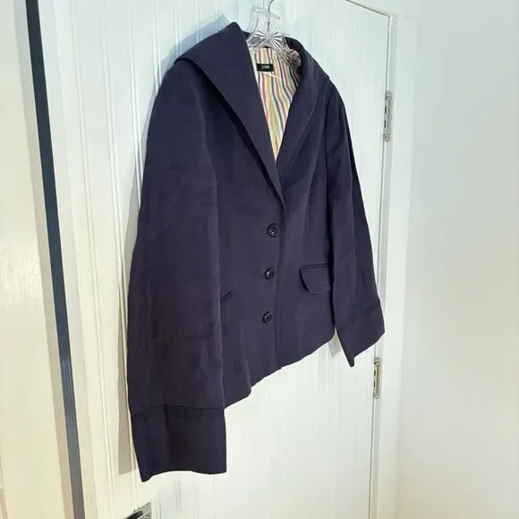 J. Crew Women's Vintage 100% Linen Sailor Style Navy Blazer Jacket - Picture 4 of 11